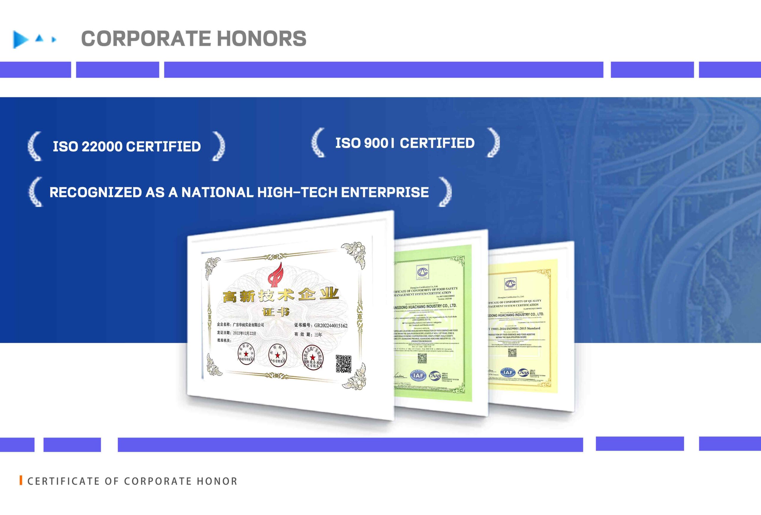 Huachang ISO22000 Certificate